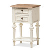 Baxton Studio Marquetterie Oak and White Finishing 2-Drawer and 1-Shelf Nightstand 133-7192